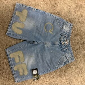 Light Blue Distressed Jean Shorts
